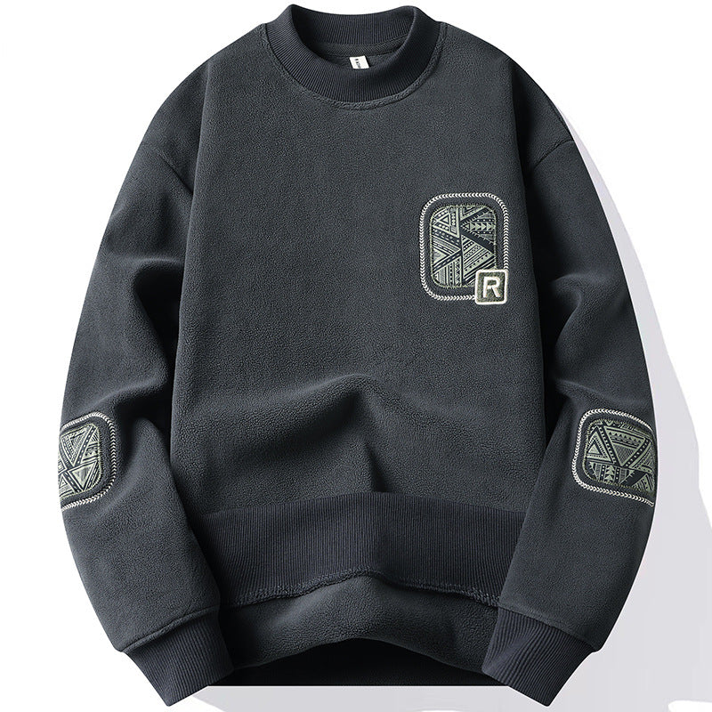 Pull homme à col rond et patchs décoratifs - Bjornik