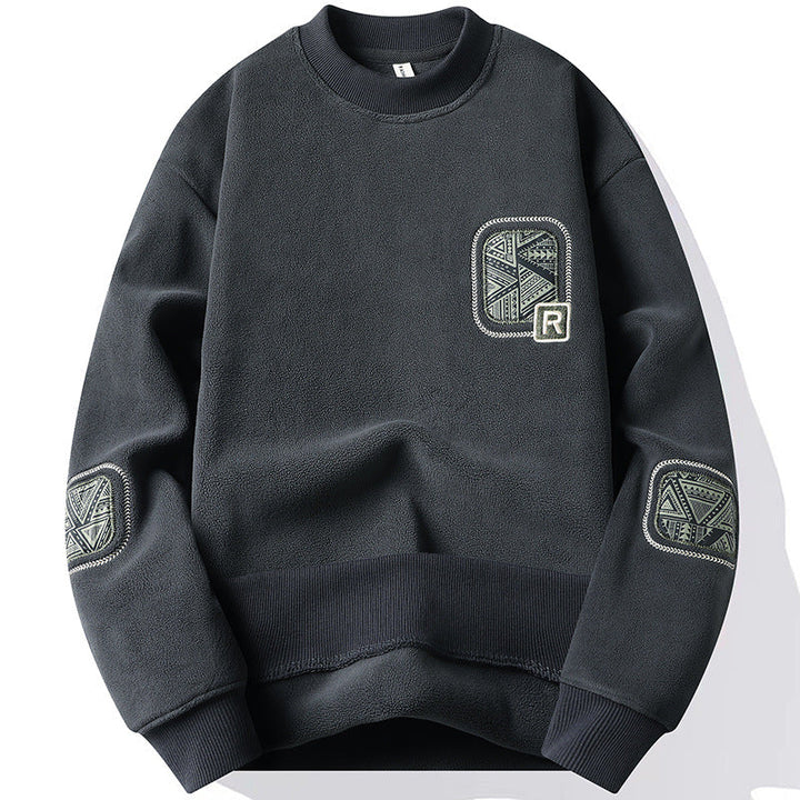 Pull homme à col rond et patchs décoratifs - Bjornik