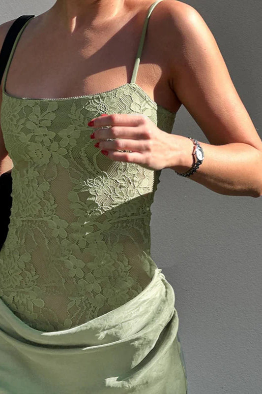 Robe longue en dentelle florale pour femmes - Lina