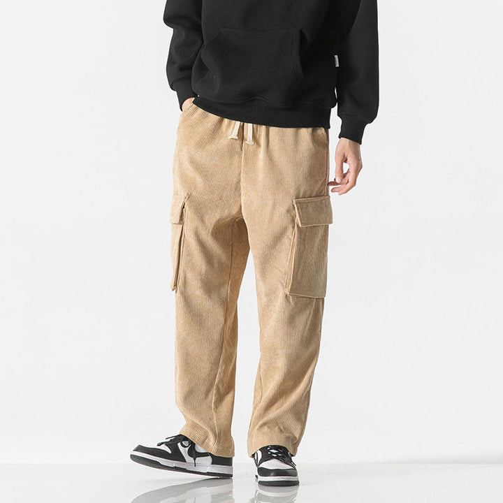 Pantalon cargo à coupe droite en velours côtelé pour hommes - Hugo