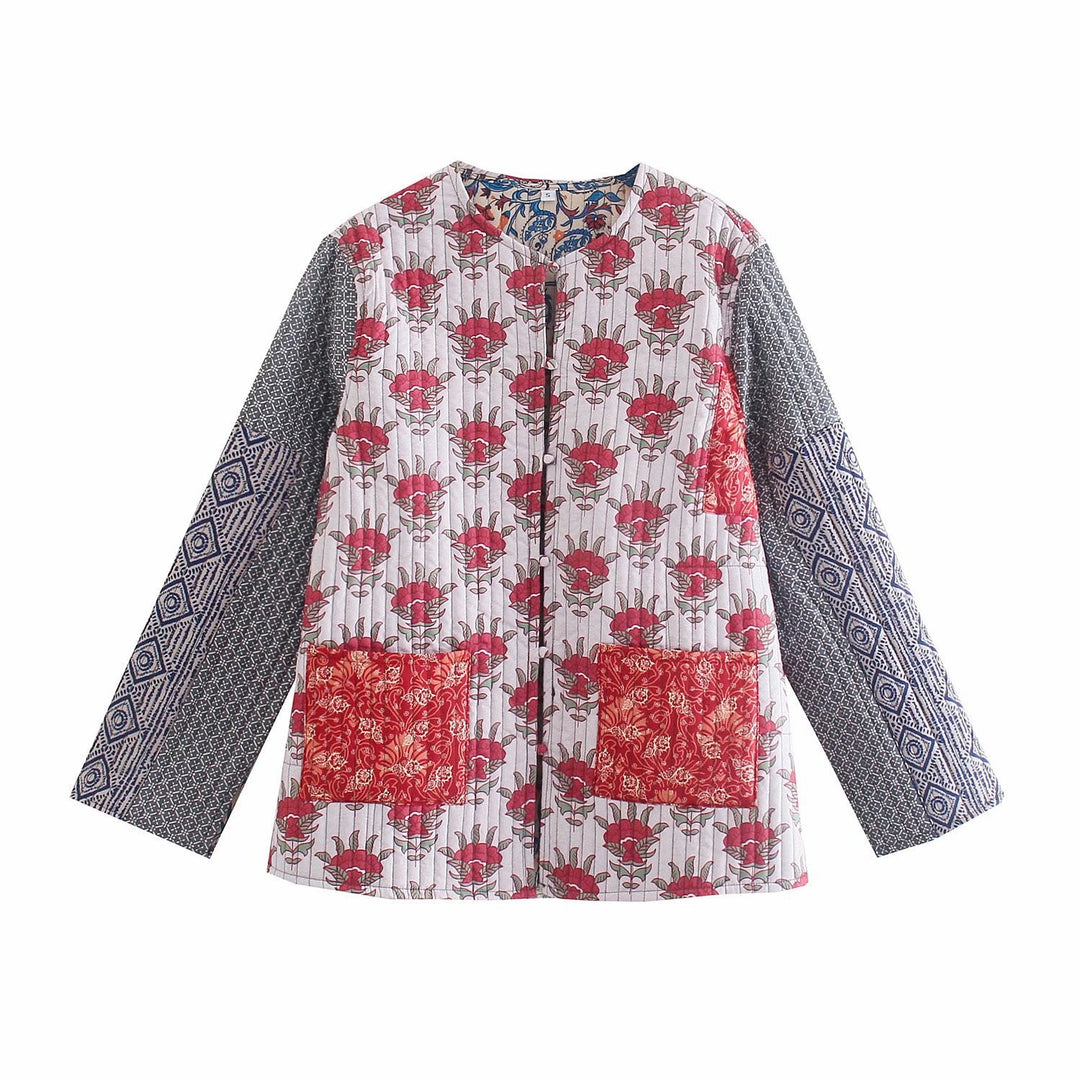 Veste printanière à imprimé patchwork pour femmes - Gerlinde