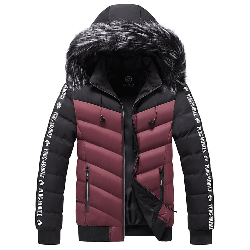 Veste matelassée pour homme avec capuche en fourrure synthétique - Elian