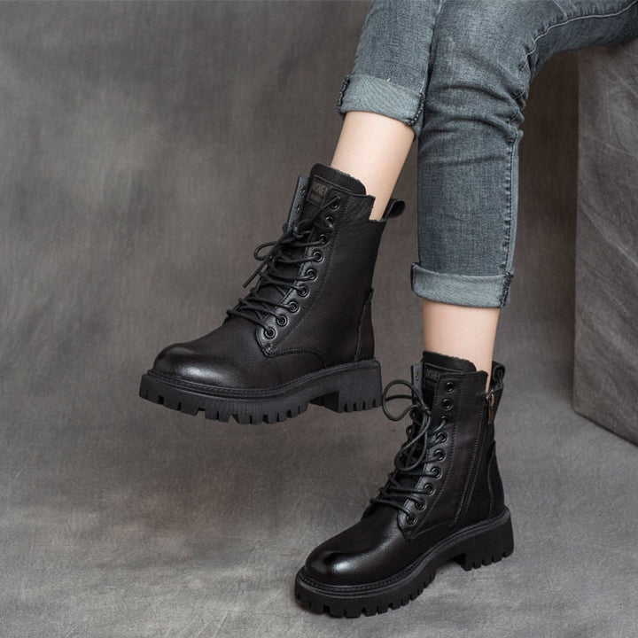 Bottines en cuir structuré pour femmes - Kaerine