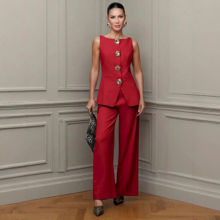 Ensemble sans manches et pantalon large pour femme - Elira