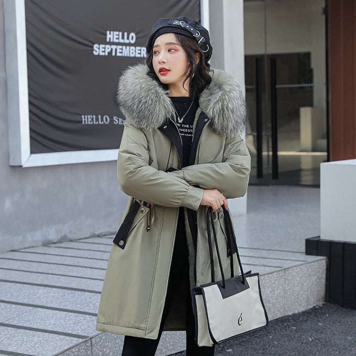 Veste longue à col en fourrure pour femme - Mirelle