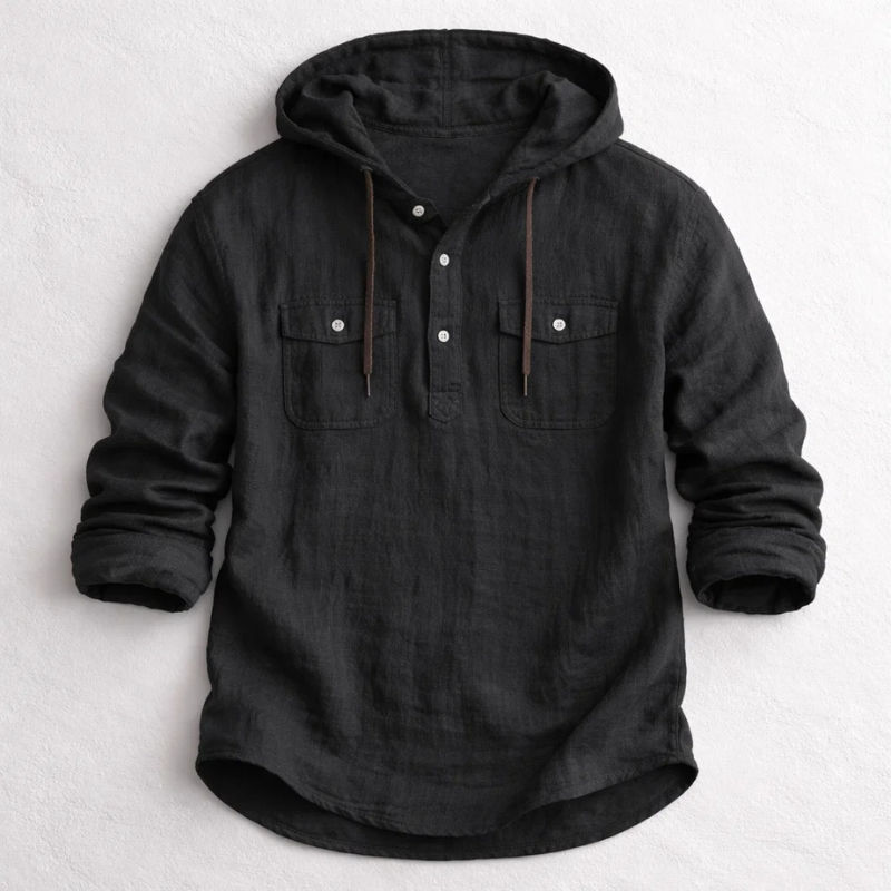 Chemise en lin à capuche à manches longues pour hommes - Ralph