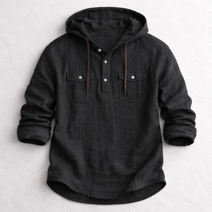 Chemise en lin à capuche à manches longues pour hommes - Ralph