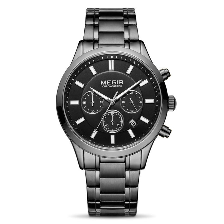 Montre de sport en acier inoxydable pour hommes, chronographe