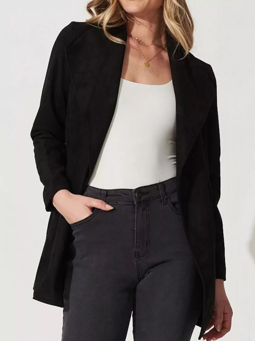 Veste en daim souple à col large - Celinne