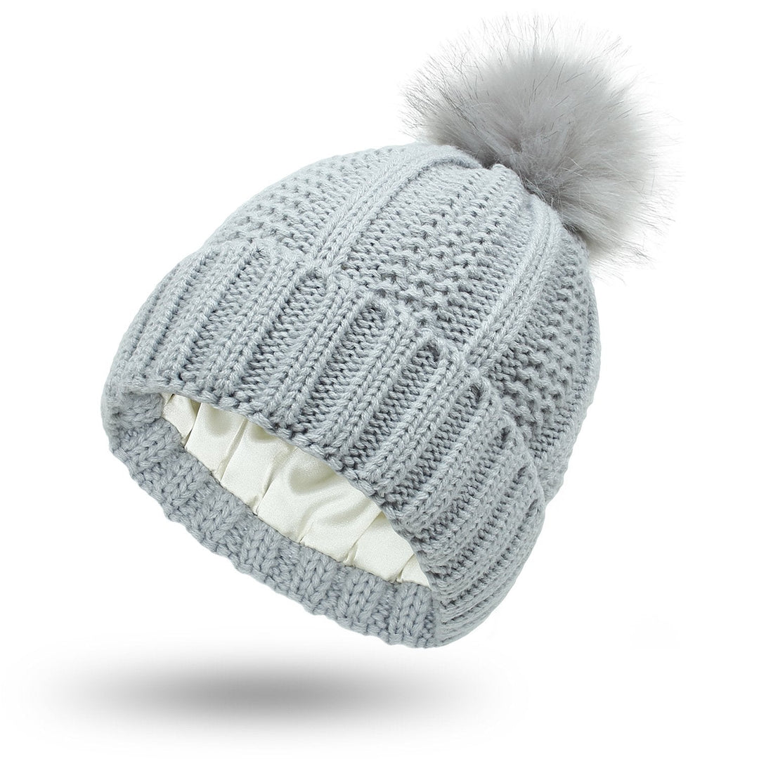 Bonnet tricoté pour femme avec pompon - Daitonna