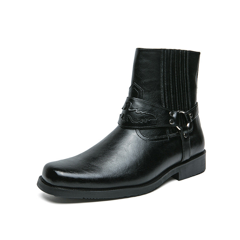 Bottes décontractées pour hommes avec fermeture éclair latérale et sangle décorative - Patrick