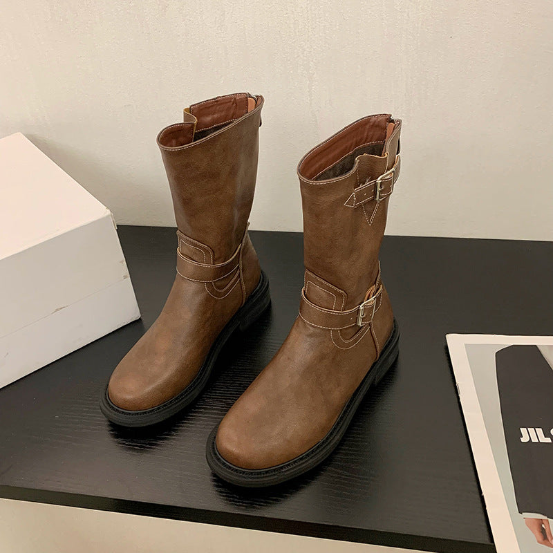 Bottes western mi-mollet à boucles pour femmes - Miriam