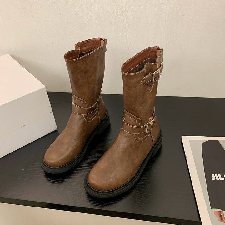 Bottes western mi-mollet à boucles pour femmes - Miriam