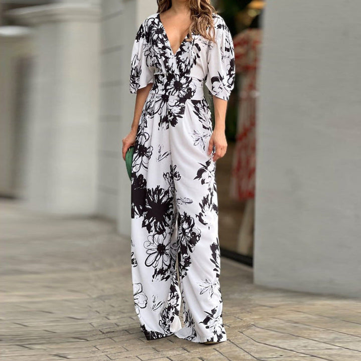 Combinaison taille haute à imprimé floral pour femmes - Hannelore