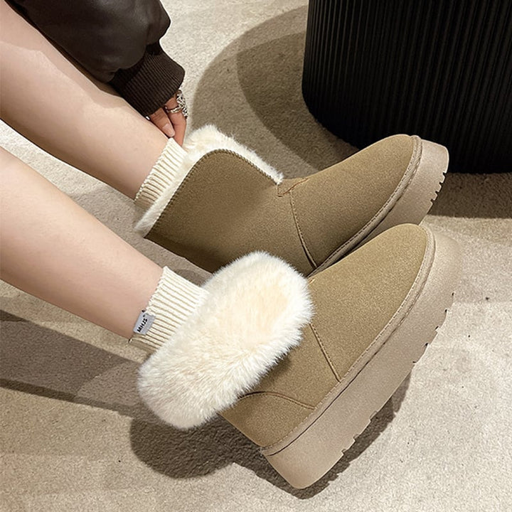 Bottines d'hiver pour femmes avec bordures en peluche - Saivelle
