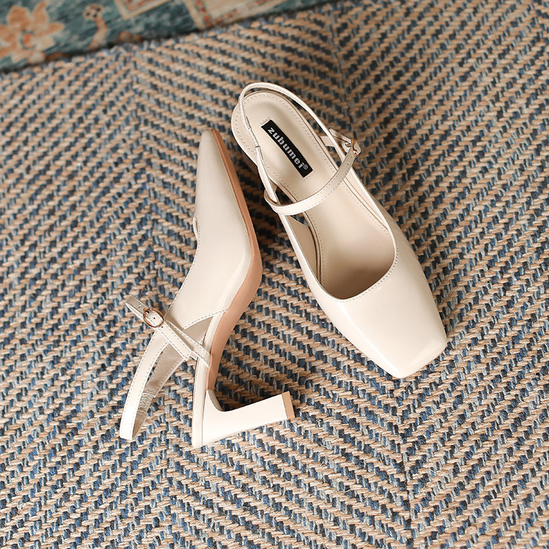 Chaussures pour femmes à bout carré et à bride croisée avec boucle - Camille