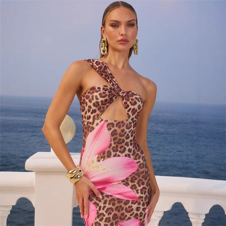 Robe longue à imprimé floral et animalier pour femme - Calira