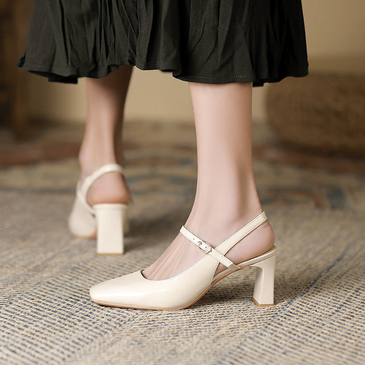 Chaussures pour femmes à bout carré et à bride croisée avec boucle - Camille