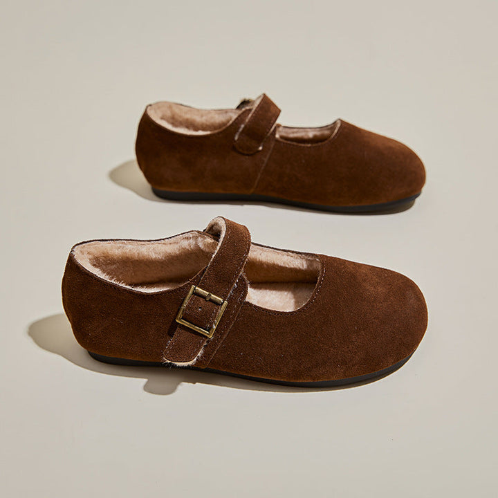 Chaussures plates en daim pour femmes avec doublure chaude - Alviera