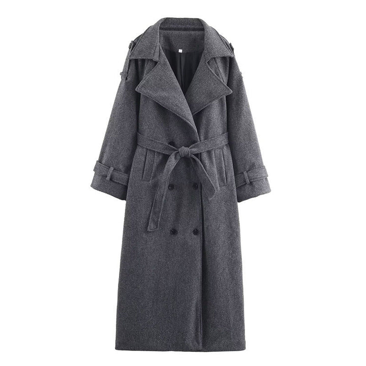 Manteau croisé en laine mi-long pour femme - Elviane