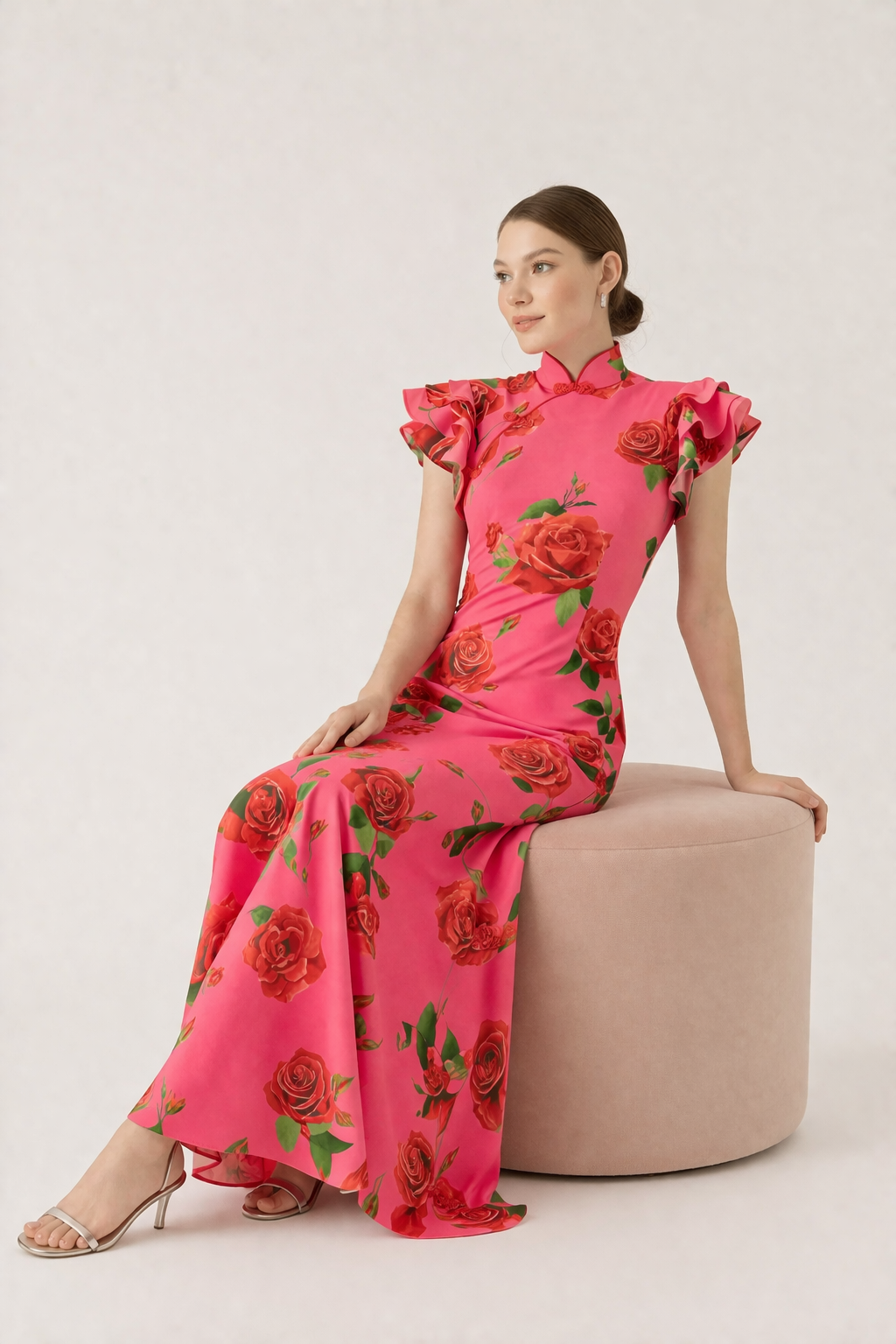Robe longue à col roulé et à fleurs pour femmes, élégante et décontractée - Georgina