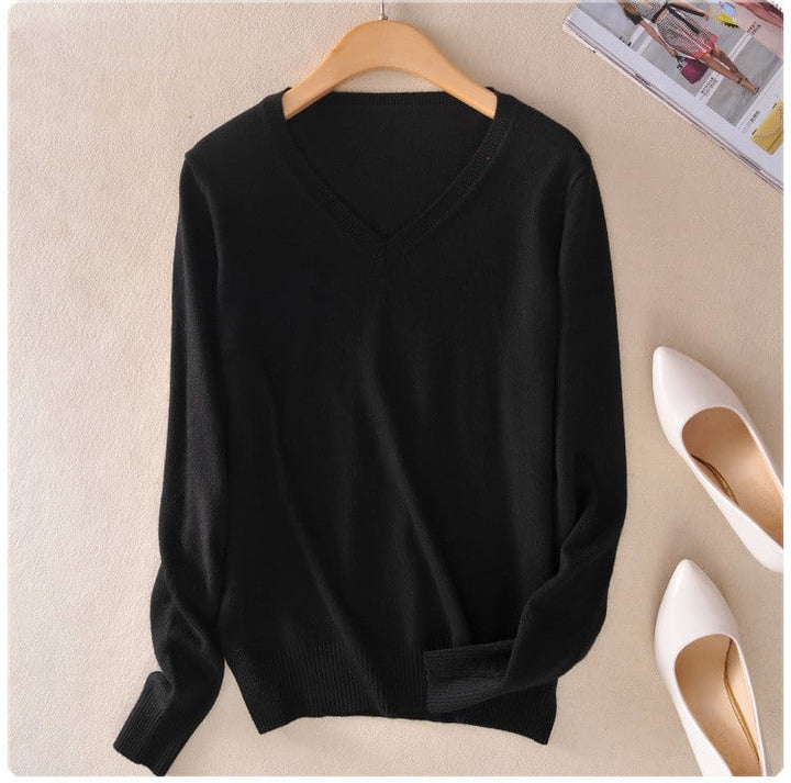Pull en maille à col en V pour femmes - Anika