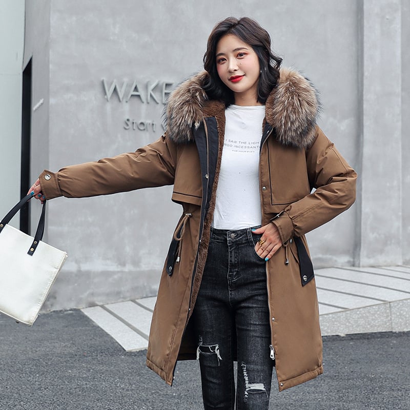 Veste longue à col en fourrure pour femme - Mirelle