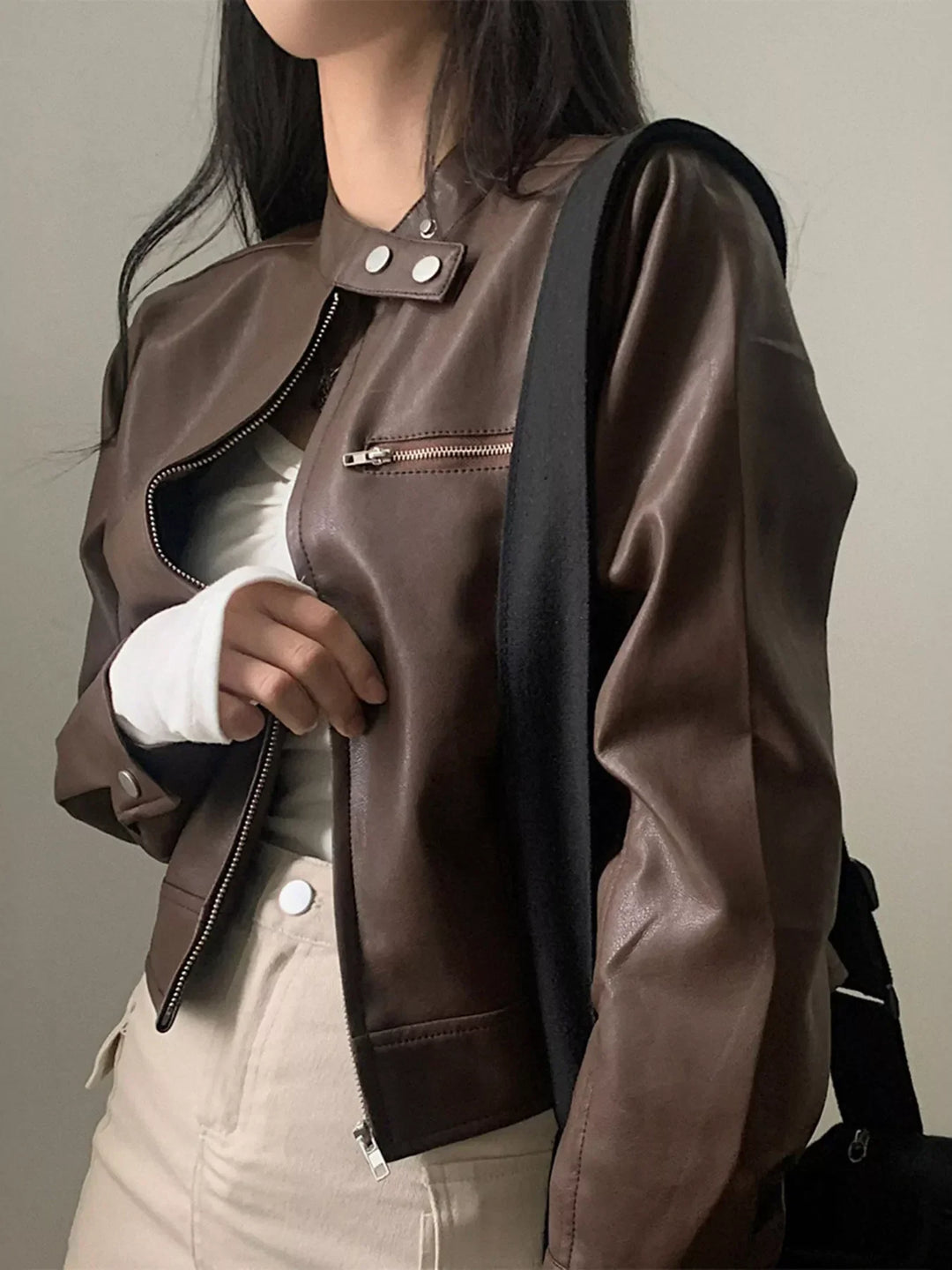 Veste courte en cuir pour femme - Liorane