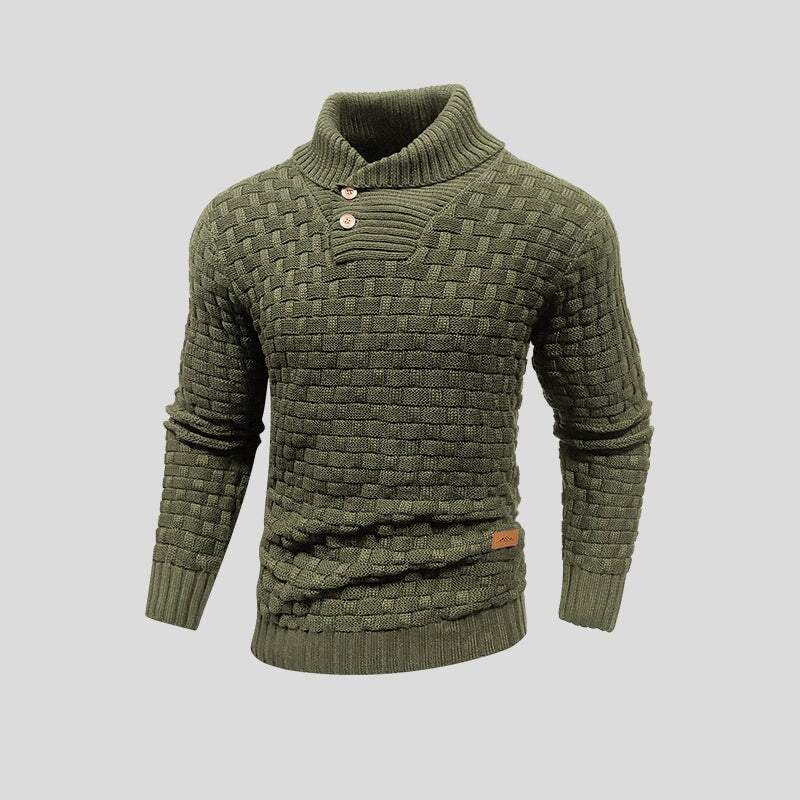 Pull en maille à col roulé boutonné pour homme - Keldor