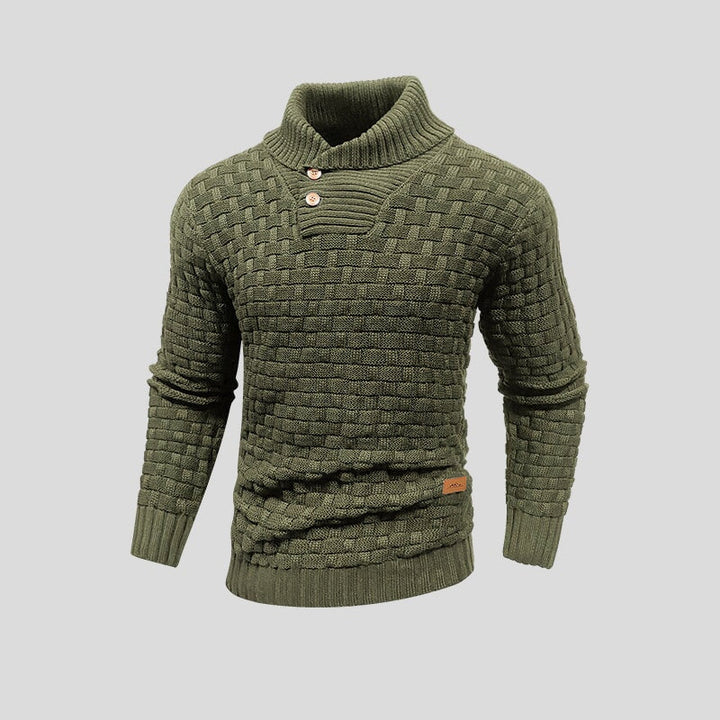Pull en maille à col roulé boutonné pour homme - Keldor