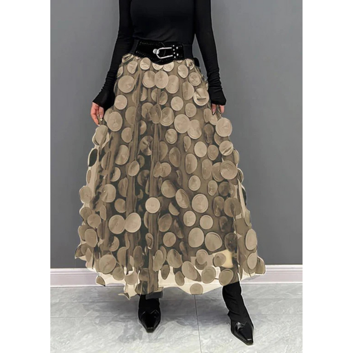 Maxi-jupe à pois vintage à taille haute pour femme