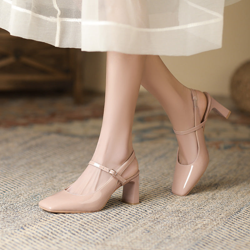 Chaussures pour femmes à bout carré et à bride croisée avec boucle - Camille