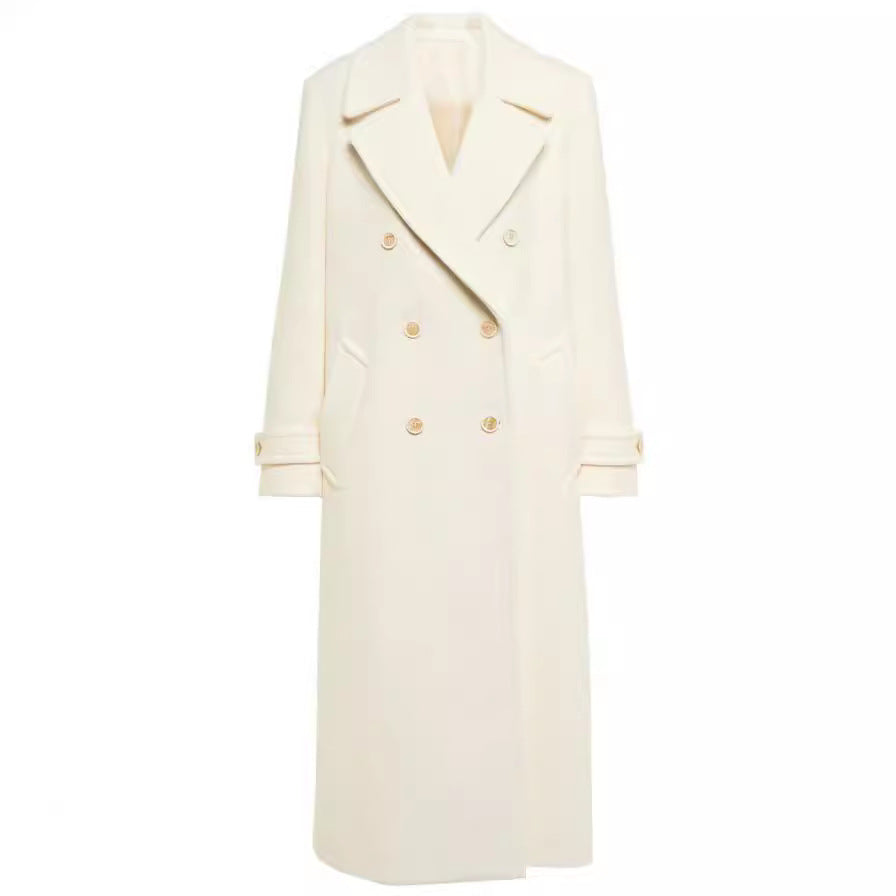 Manteau long croisé en laine pour femme - Éline