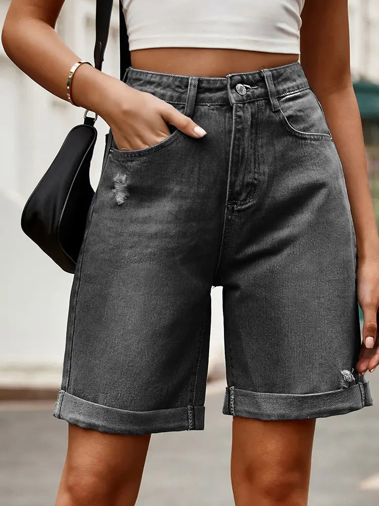 Bermuda effiloché avec ourlet pour femme - Charlotte
