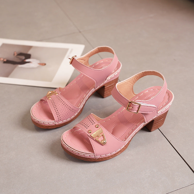 Sandales pour femmes à talon large et boucle - Darel