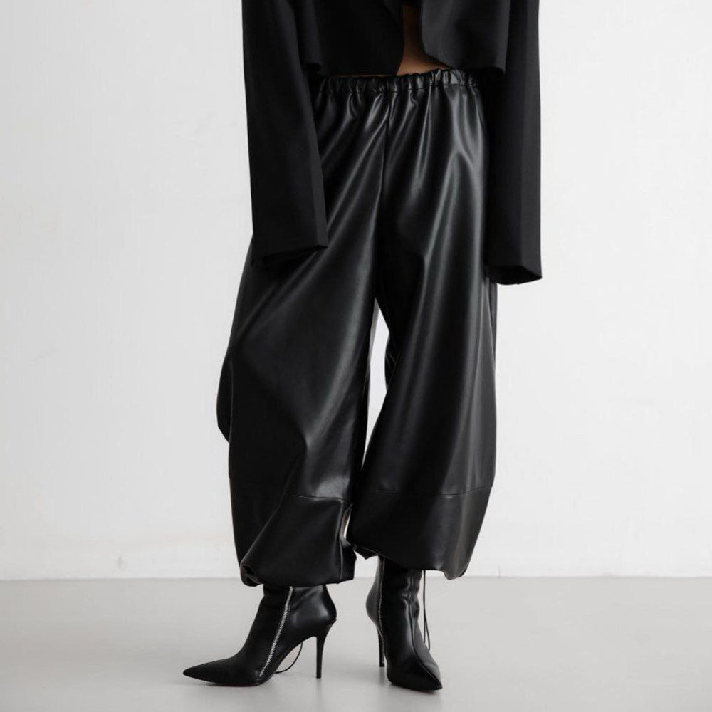 Pantalon effet cuir pour femme avec ourlet à lacets - Eirenne