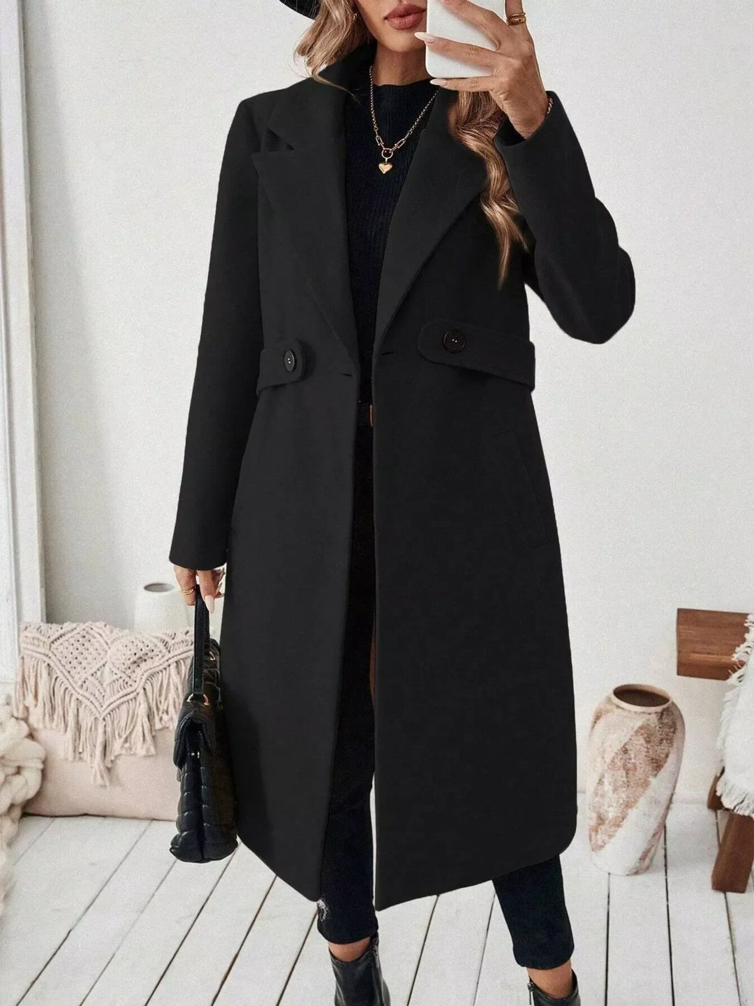 Manteau croisé en laine structurée pour femme - Aurenne