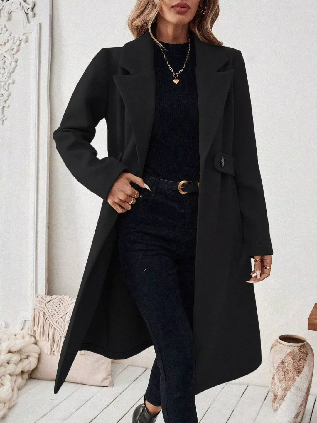 Manteau croisé en laine structurée pour femme - Aurenne
