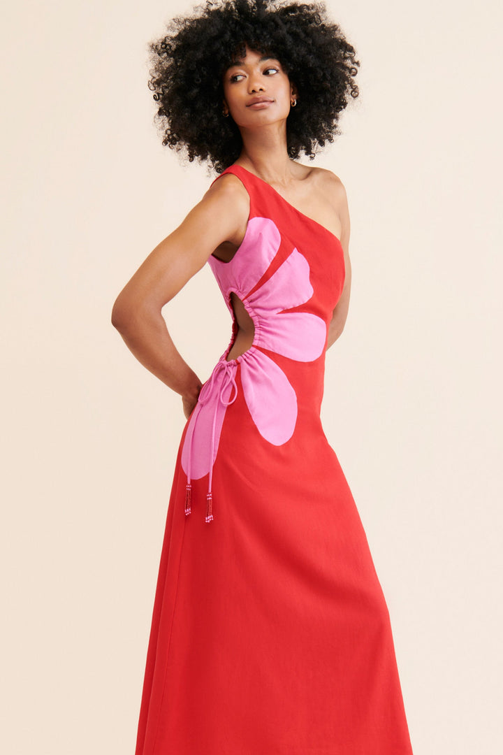 Robe longue à une épaule à imprimé floral pour femmes - Serena