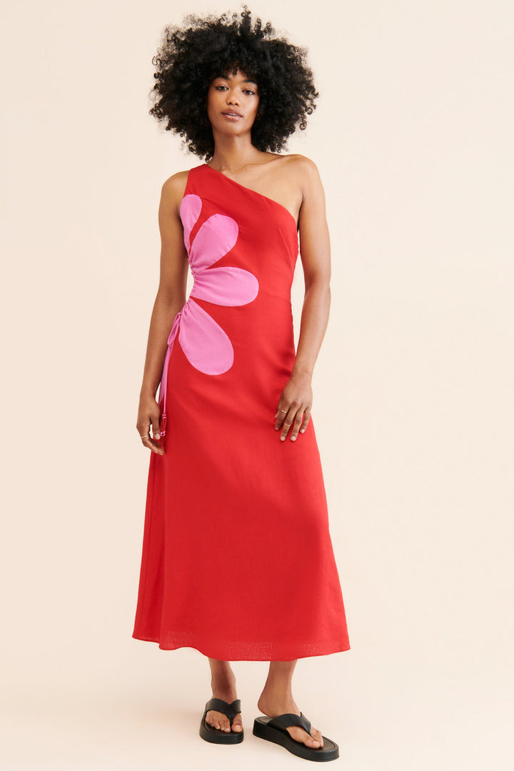 Robe longue à une épaule à imprimé floral pour femmes - Serena