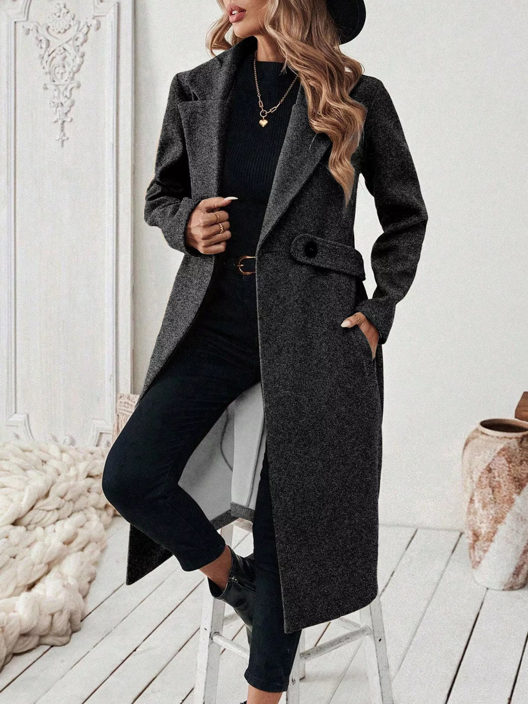 Manteau croisé en laine structurée pour femme - Aurenne