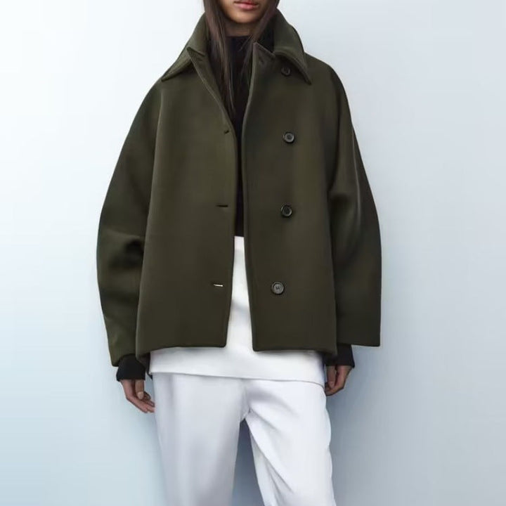 Manteau court en laine avec col polo - Noelle
