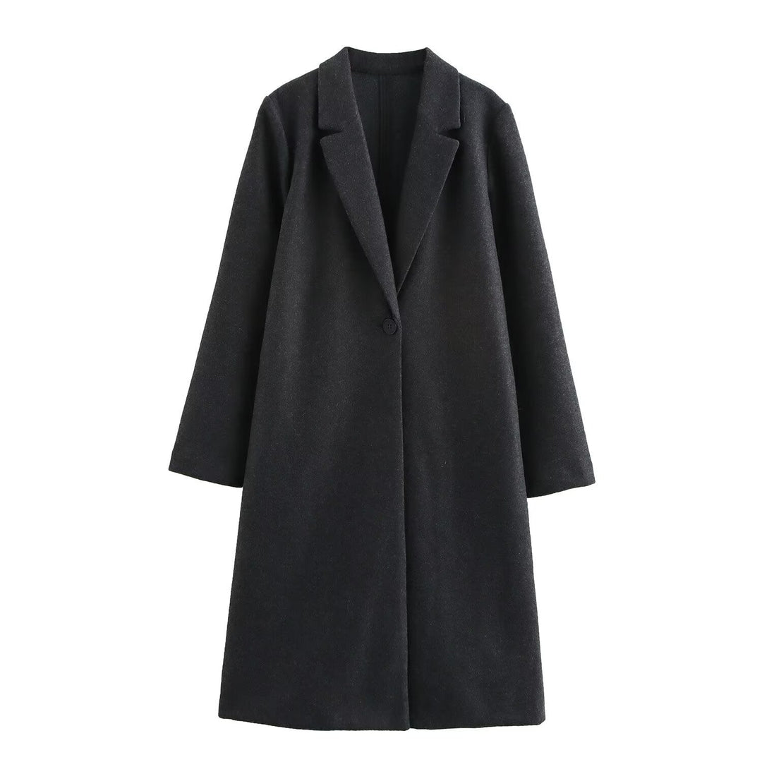 Manteau long minimaliste à revers classique pour femme - Tessa