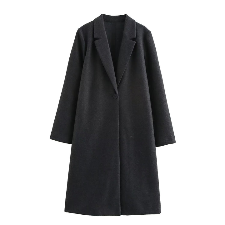 Manteau long minimaliste à revers classique pour femme - Tessa
