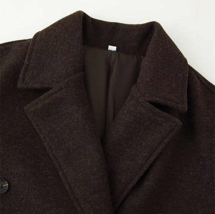 Manteau croisé en laine mi-long pour femme - Elowen