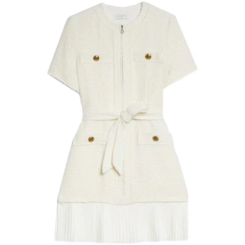 Robe courte ceinturée en tweed pour femmes - Anaís