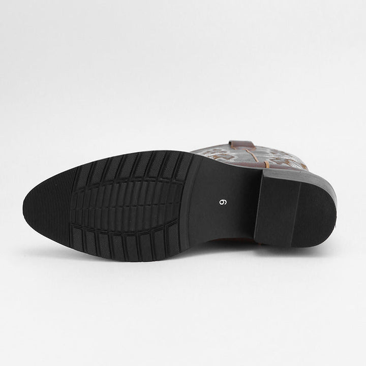 Bottes hautes brodées de style rétro pour hommes - Kervon