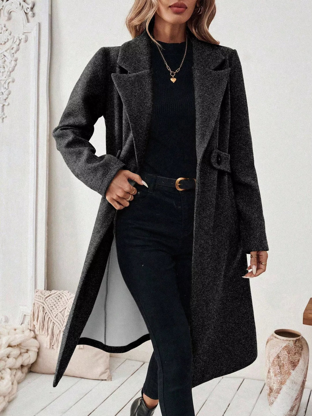 Manteau croisé en laine structurée pour femme - Aurenne