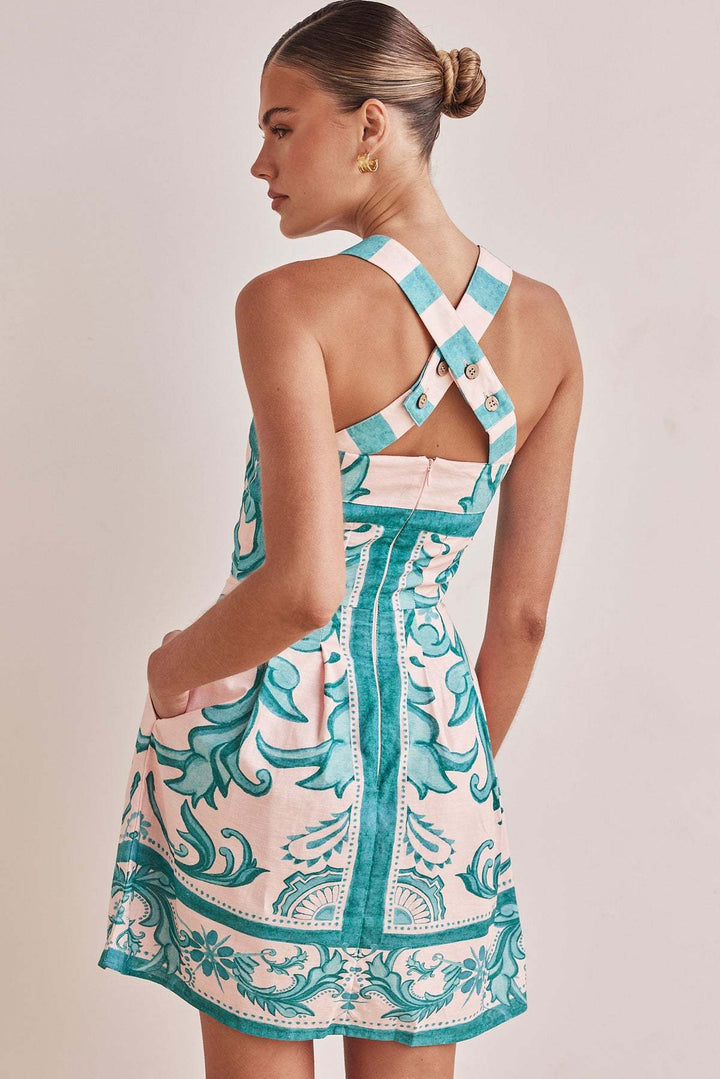Robe courte imprimée pour femme, coupe A-line raffinée - Mireya