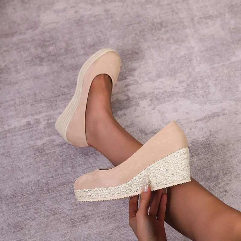 Chaussures compensées pour femme avec semelle tressée style espadrille - Élodie
